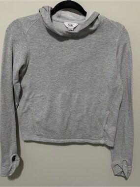 Athleta Girls Light Gray Cropped Hoodie Sweatshirt